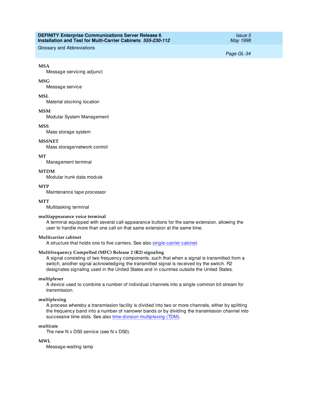 Lucent Technologies Release 6 manual Mwl 