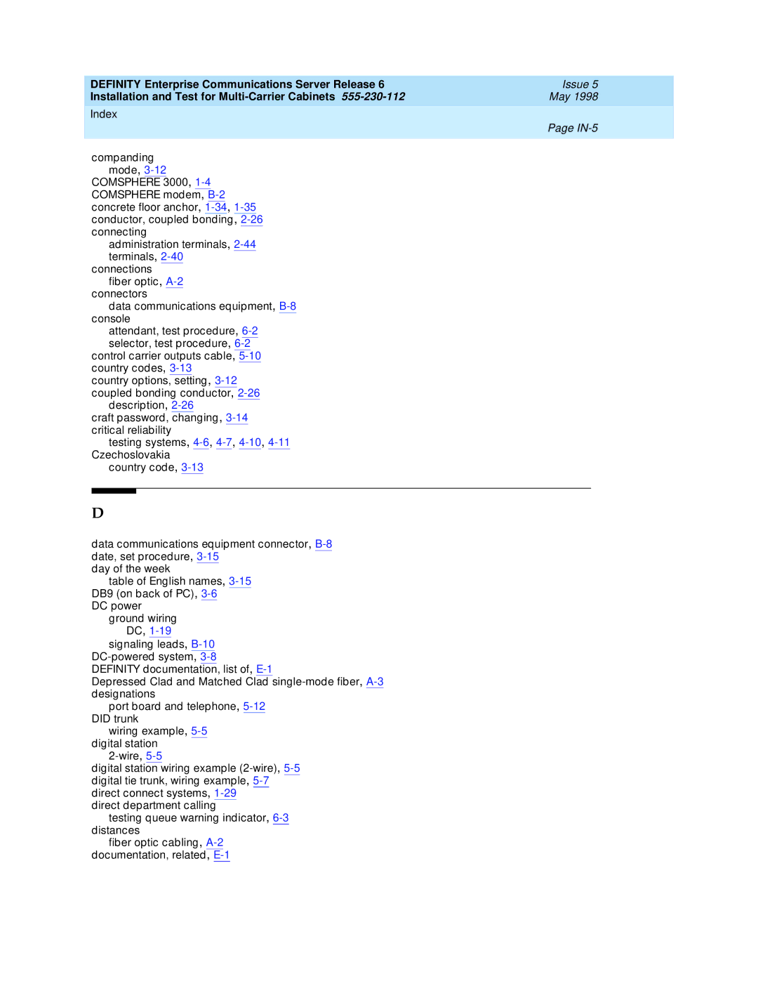 Lucent Technologies Release 6 manual DC, 1-19 signaling leads, B-10 