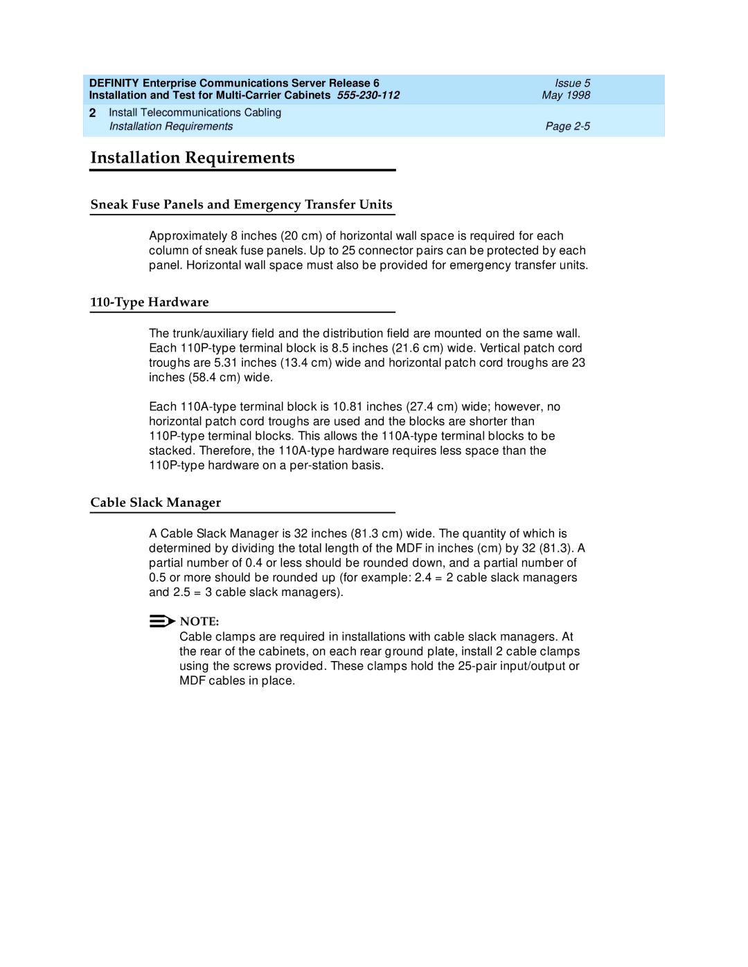 Lucent Technologies Release 6 Installation Requirements, Sneak Fuse Panels and Emergency Transfer Units, Type Hardware 