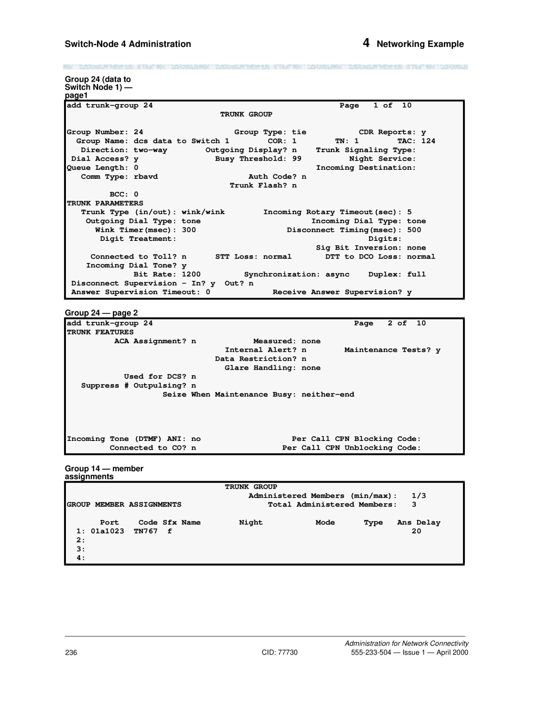 Lucent Technologies Release 8.2 manual 236 CID 