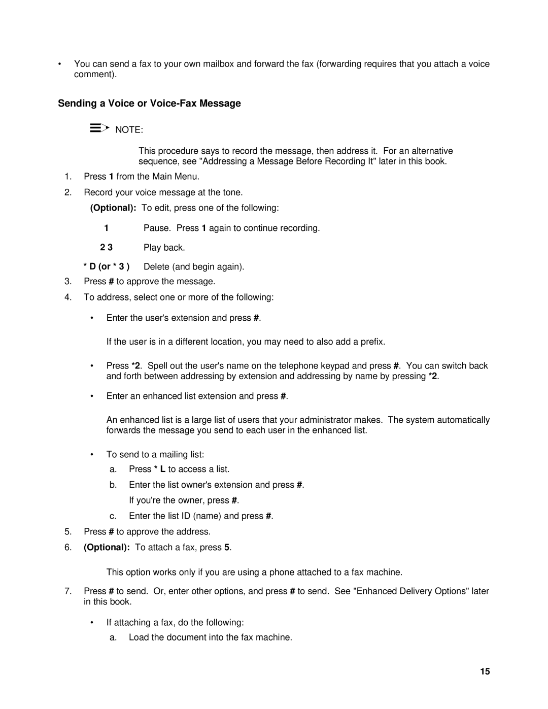 Lucent Technologies System 75, SYSTEM 85 manual Sending a Voice or Voice-Fax Message 