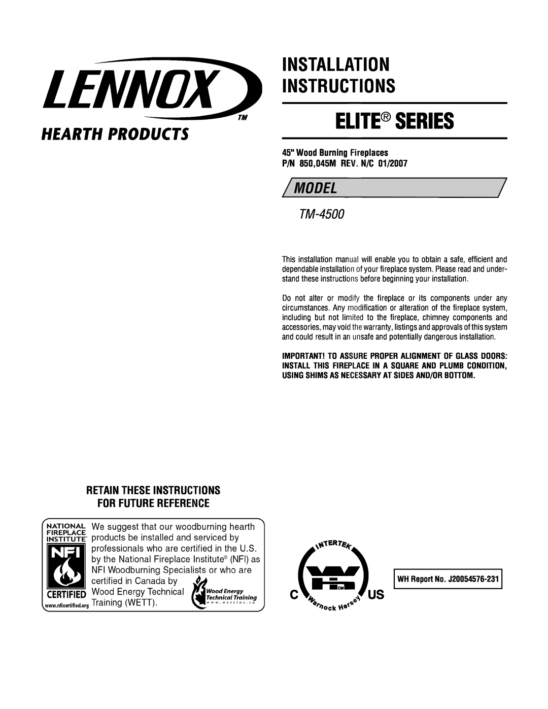 Lucent Technologies TM-4500 installation instructions Retain These Instructions For Future Reference, Elite Series, Model 