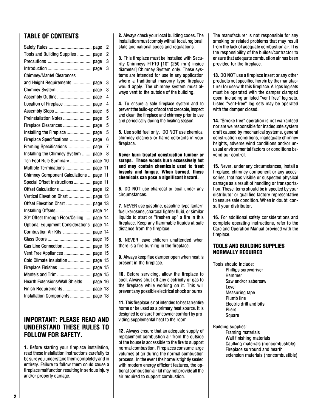 Lucent Technologies TM-4500 installation instructions Table Of Contents, Tools And Building Supplies Normally Required 