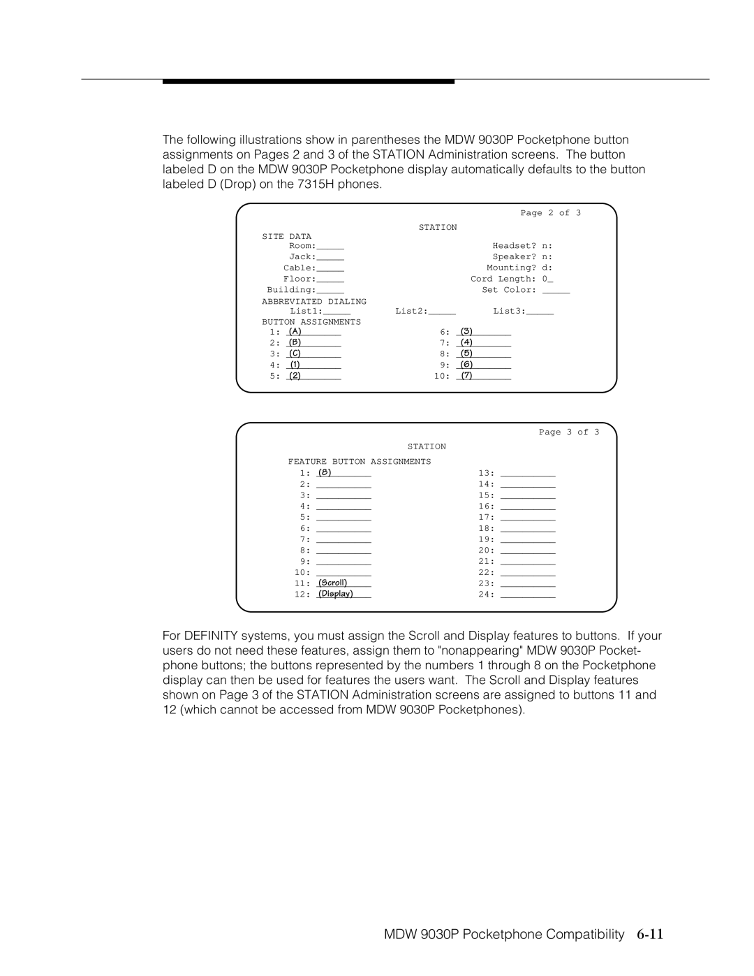 Lucent Technologies Transtalk 9000 manual Scroll Display 