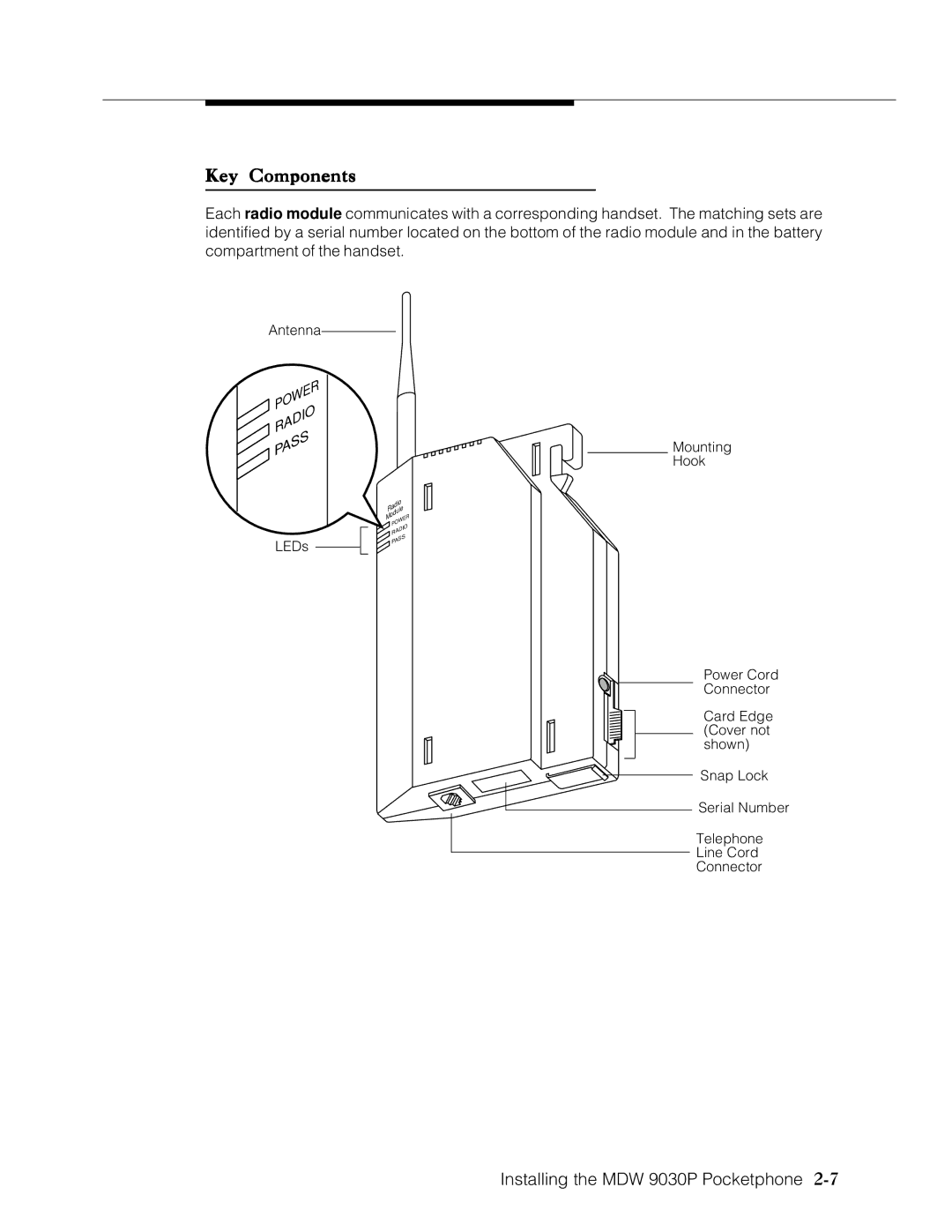 Lucent Technologies Transtalk 9000 manual Key Components, Pass 