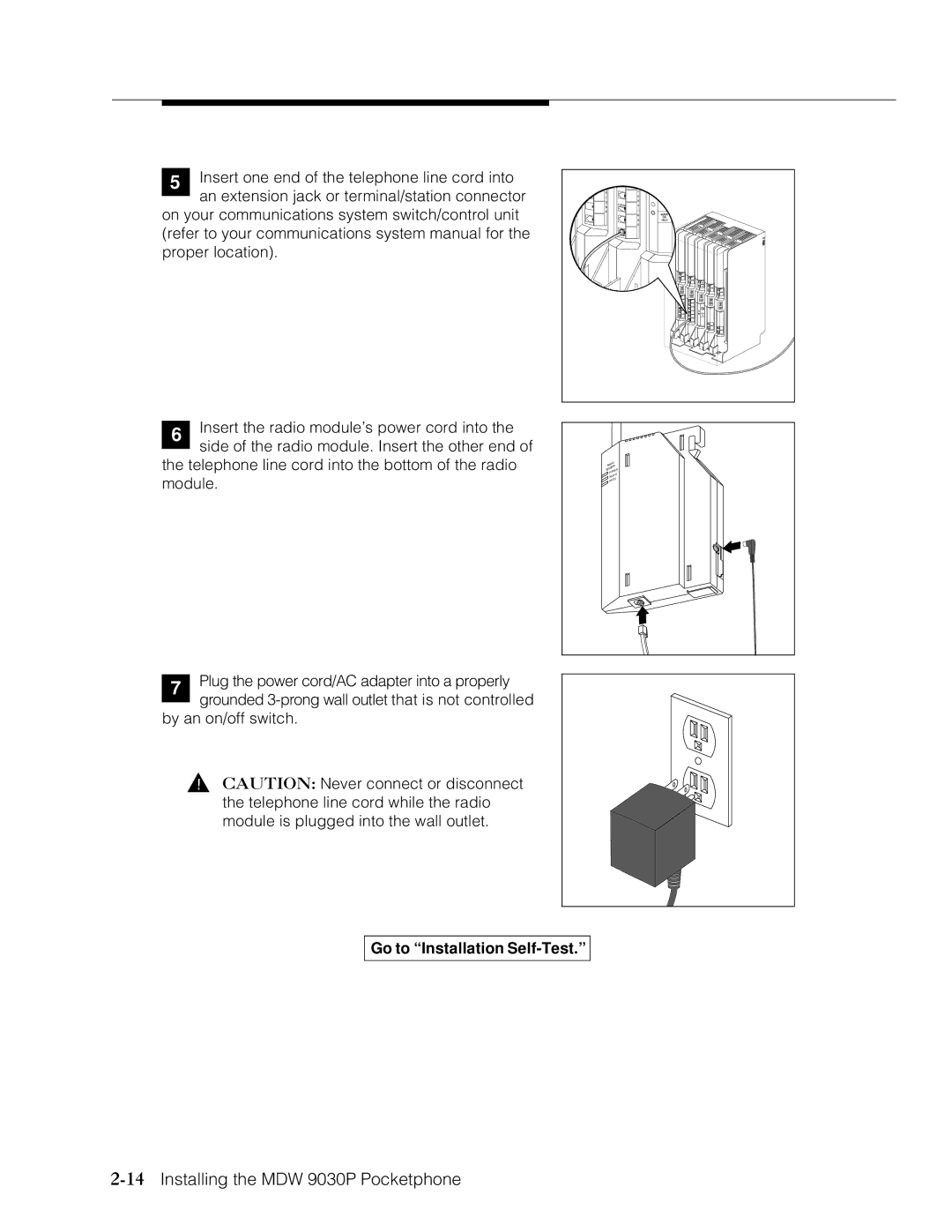 Lucent Technologies Transtalk 9000 manual 14Installing the MDW 9030P Pocketphone 