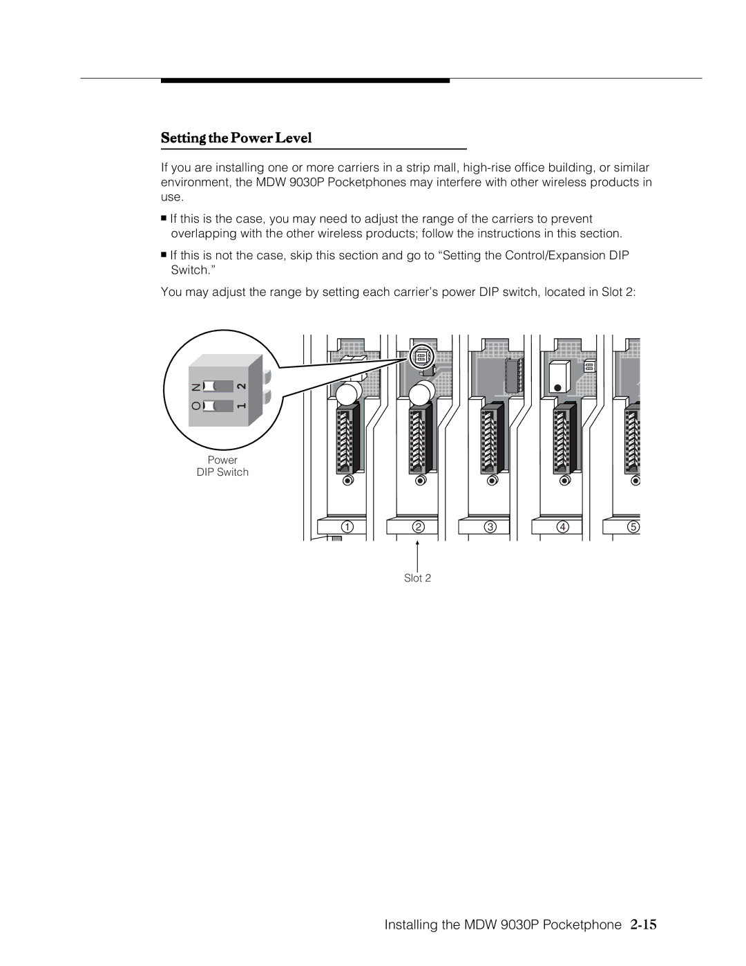 Lucent Technologies Transtalk 9000 manual Setting the Power Level 