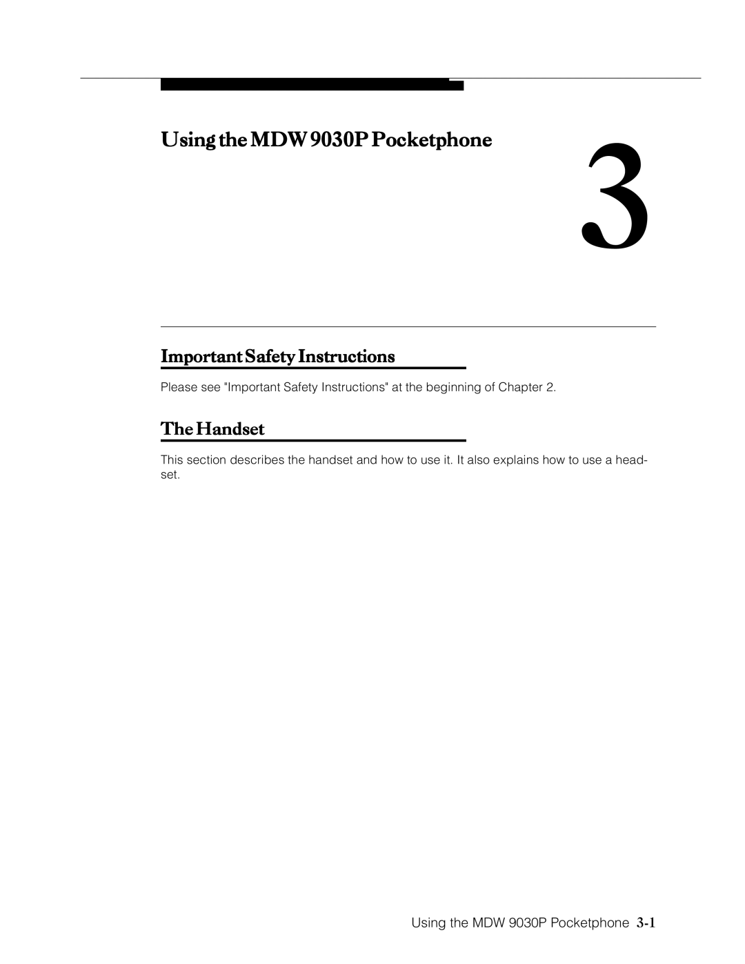 Lucent Technologies Transtalk 9000 manual Using the MDW 9030P Pocketphone 