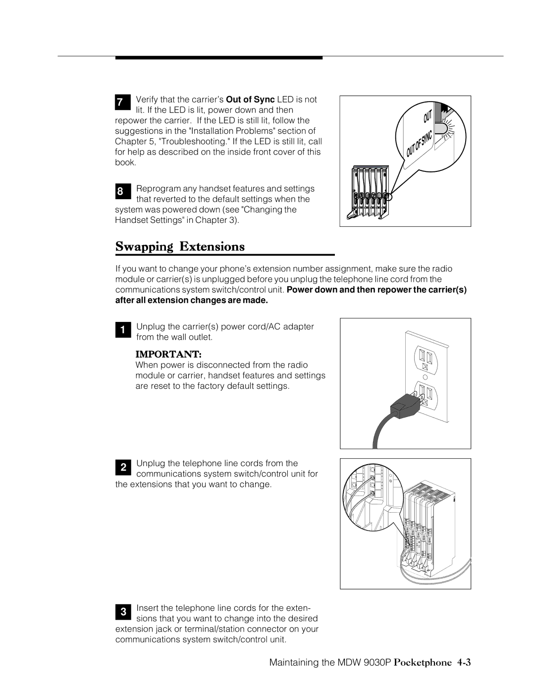 Lucent Technologies Transtalk 9000 manual Swapping Extensions 