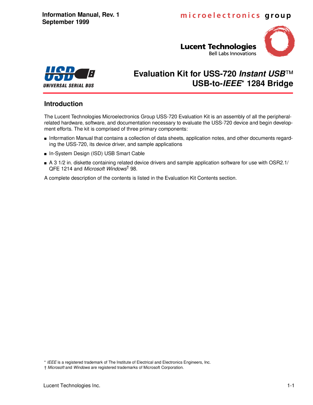 Lucent Technologies USS-720 manual Introduction, Information Manual, Rev September 