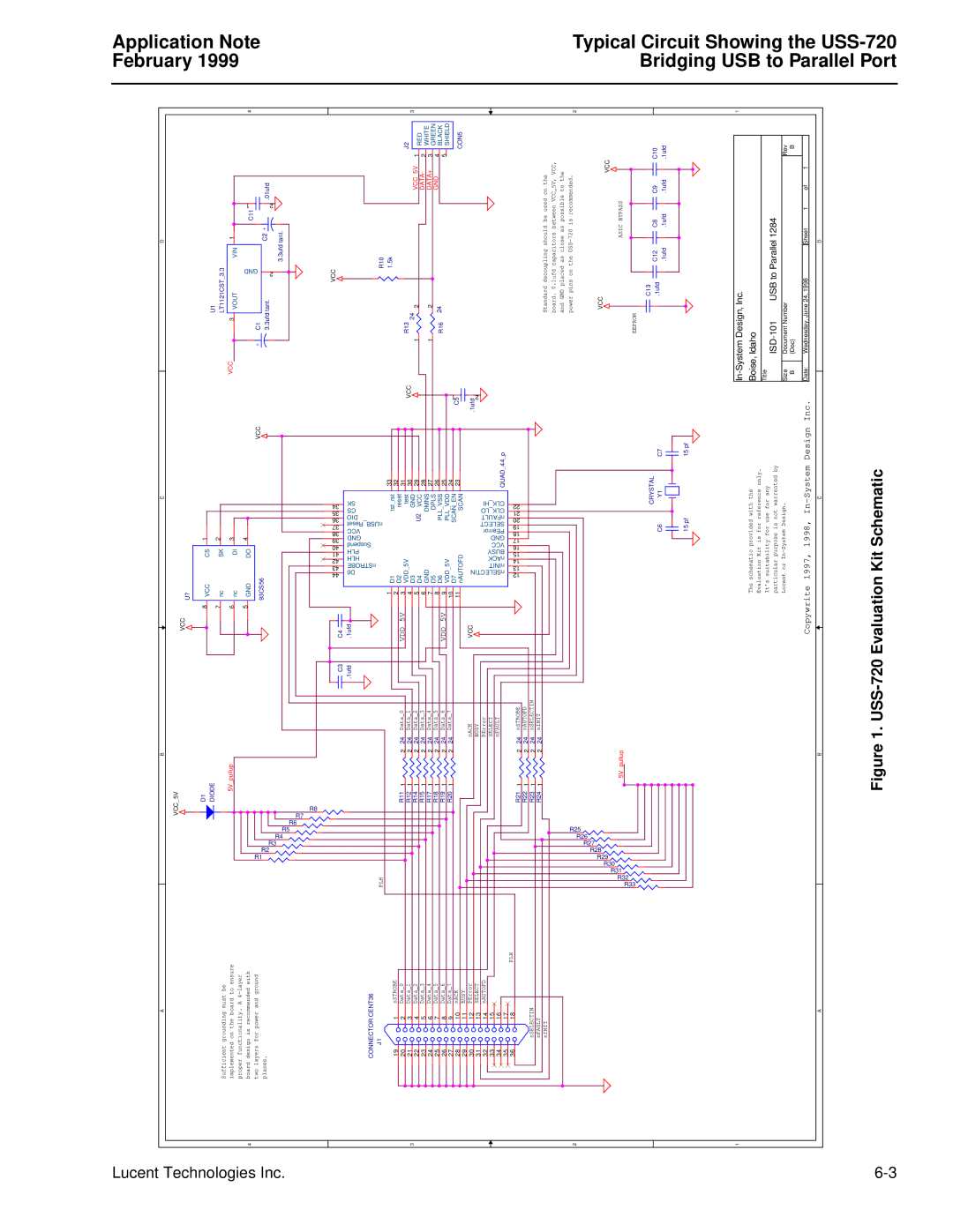 Lucent Technologies USS-720 manual Parallel, Port, Bridging USB to Typical Circuit Showing, Uss 