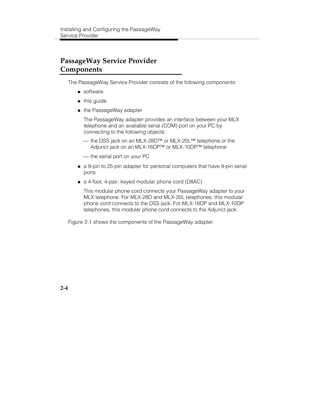 Lucent Technologies passageway service provider  for merlin legend communications system manual 