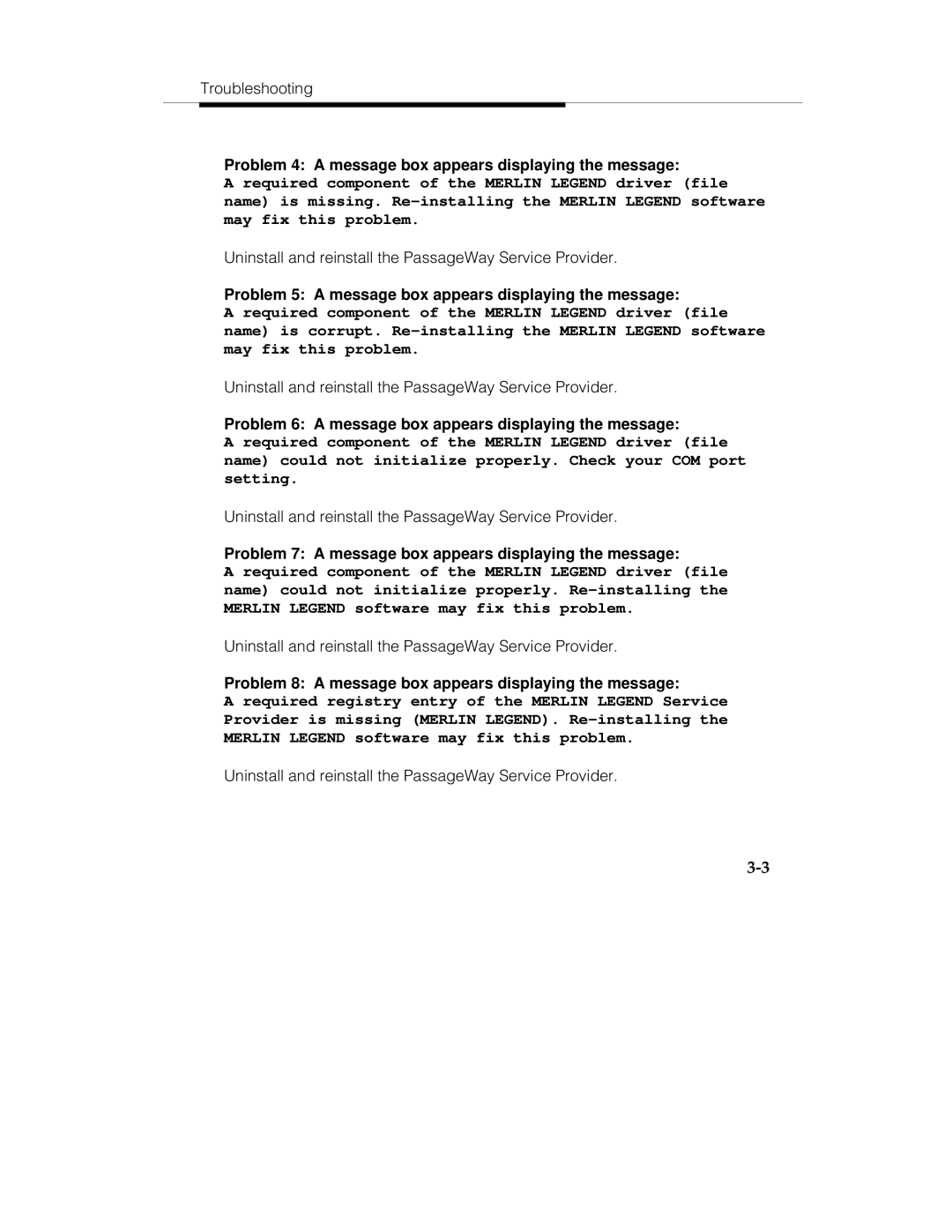 Lucent Technologies passageway service provider  for merlin legend communications system manual 