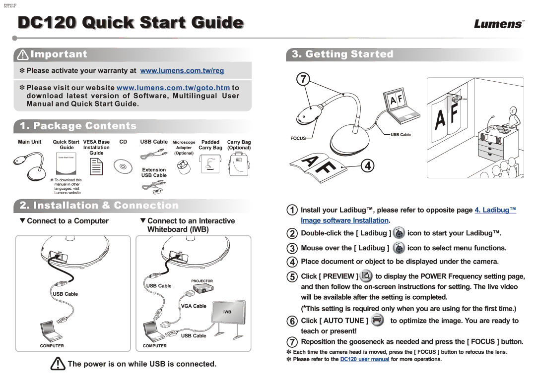 Lumens Technology DC120 manual 