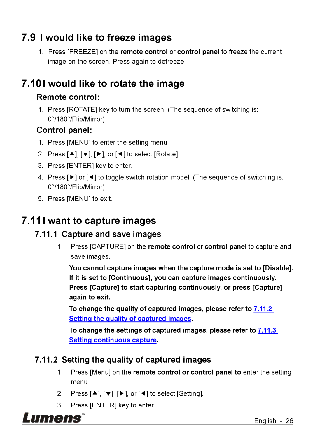 Lumens Technology DC170 user manual Would like to freeze images, Would like to rotate the image, Want to capture images 