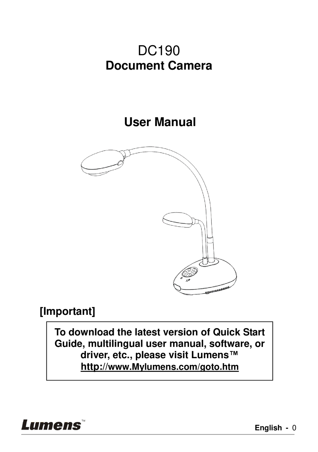 Lumens Technology DC190 user manual Document Camera 