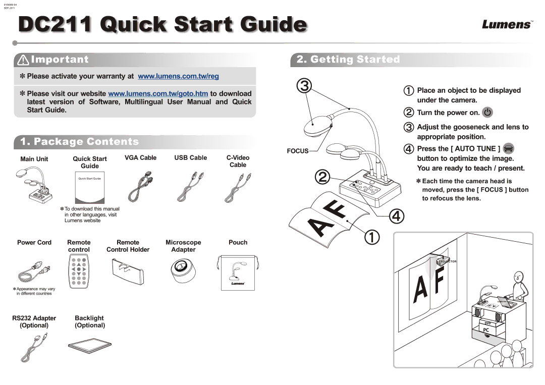 Lumens Technology DC211 manual 