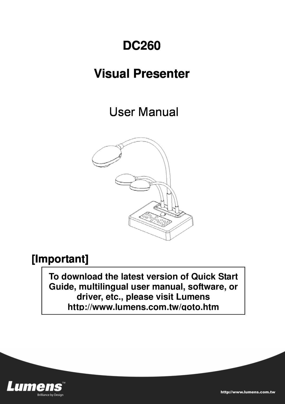 Lumens Technology user manual DC260 Visual Presenter, User Manual 