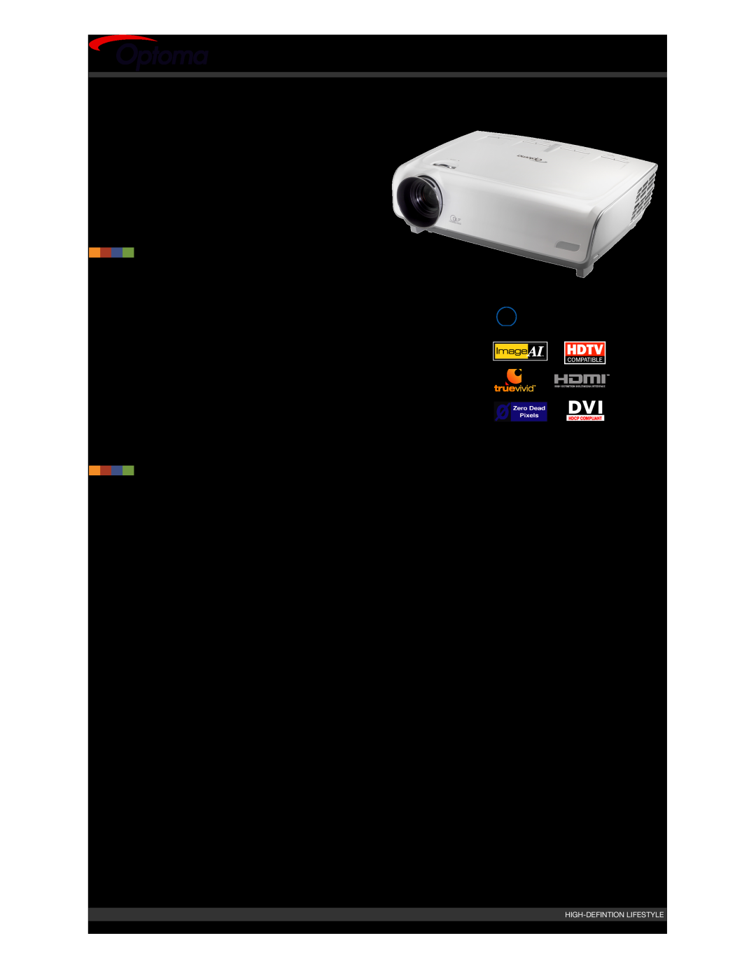 Lumens Technology specifications HD72 Home Theater Projector, Features, Specifications, Datasheet - HD72 