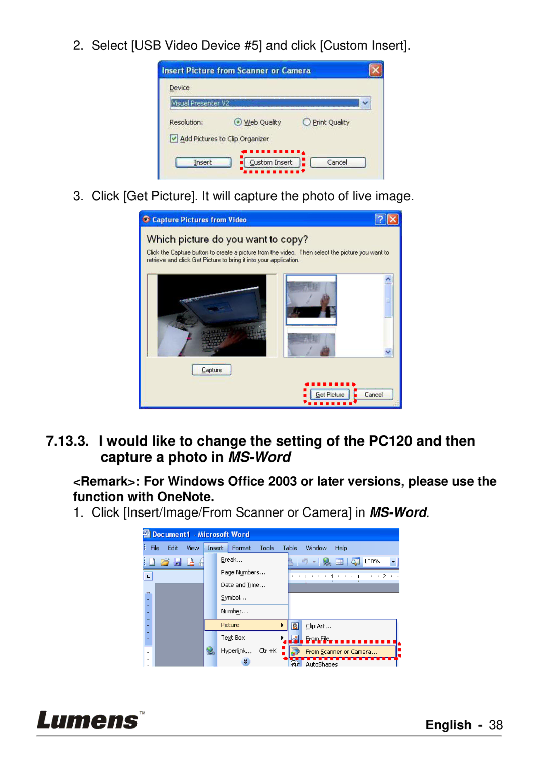 Lumens Technology PC120 user manual English 