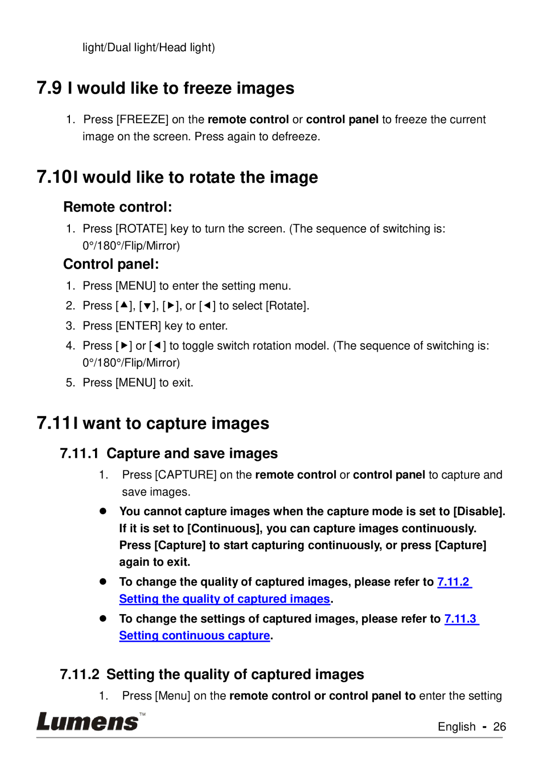 Lumens Technology PC170 user manual Would like to freeze images, Would like to rotate the image, Want to capture images 