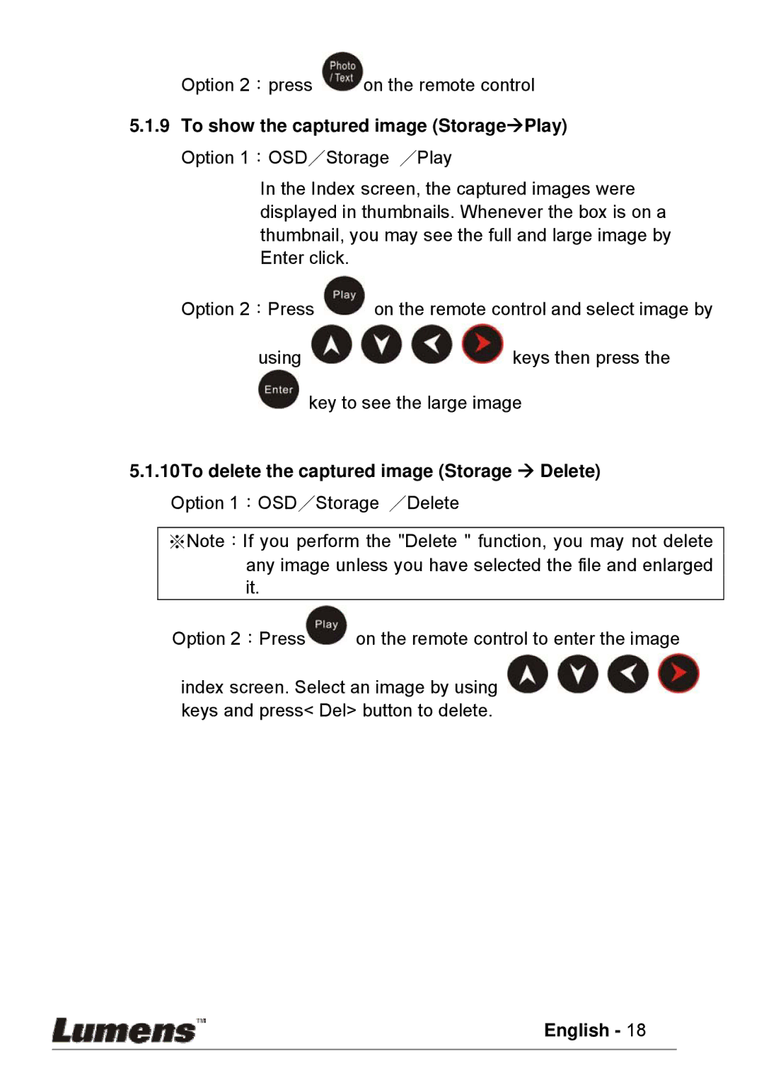 Lumens Technology PS600 user manual To show the captured image StorageÆPlay 