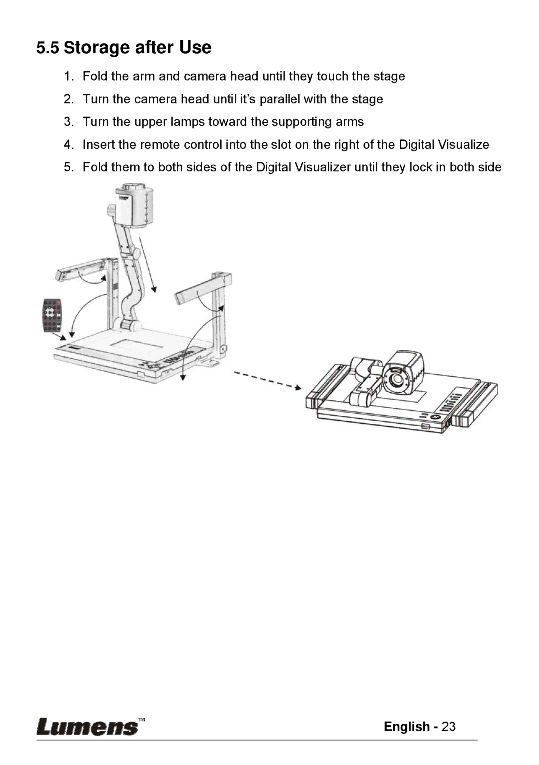 Lumens Technology PS600 user manual Storage after Use 