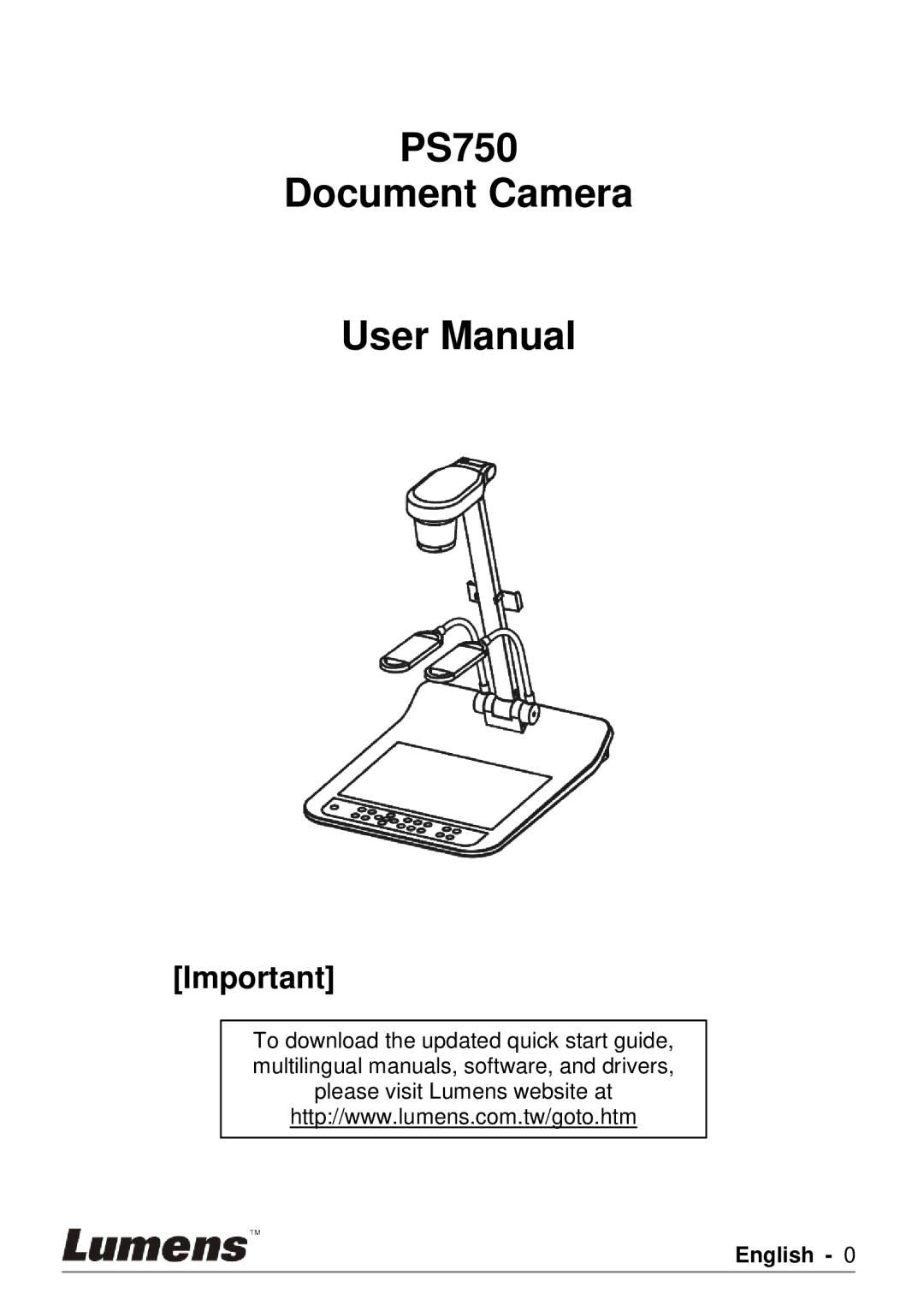 Lumens Technology user manual PS750 Document Camera 