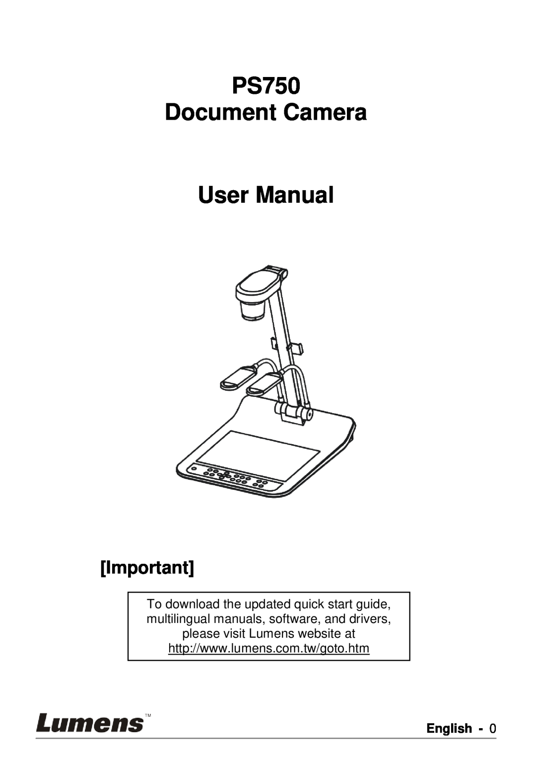 Lumens Technology user manual PS750 Document Camera User Manual, English 