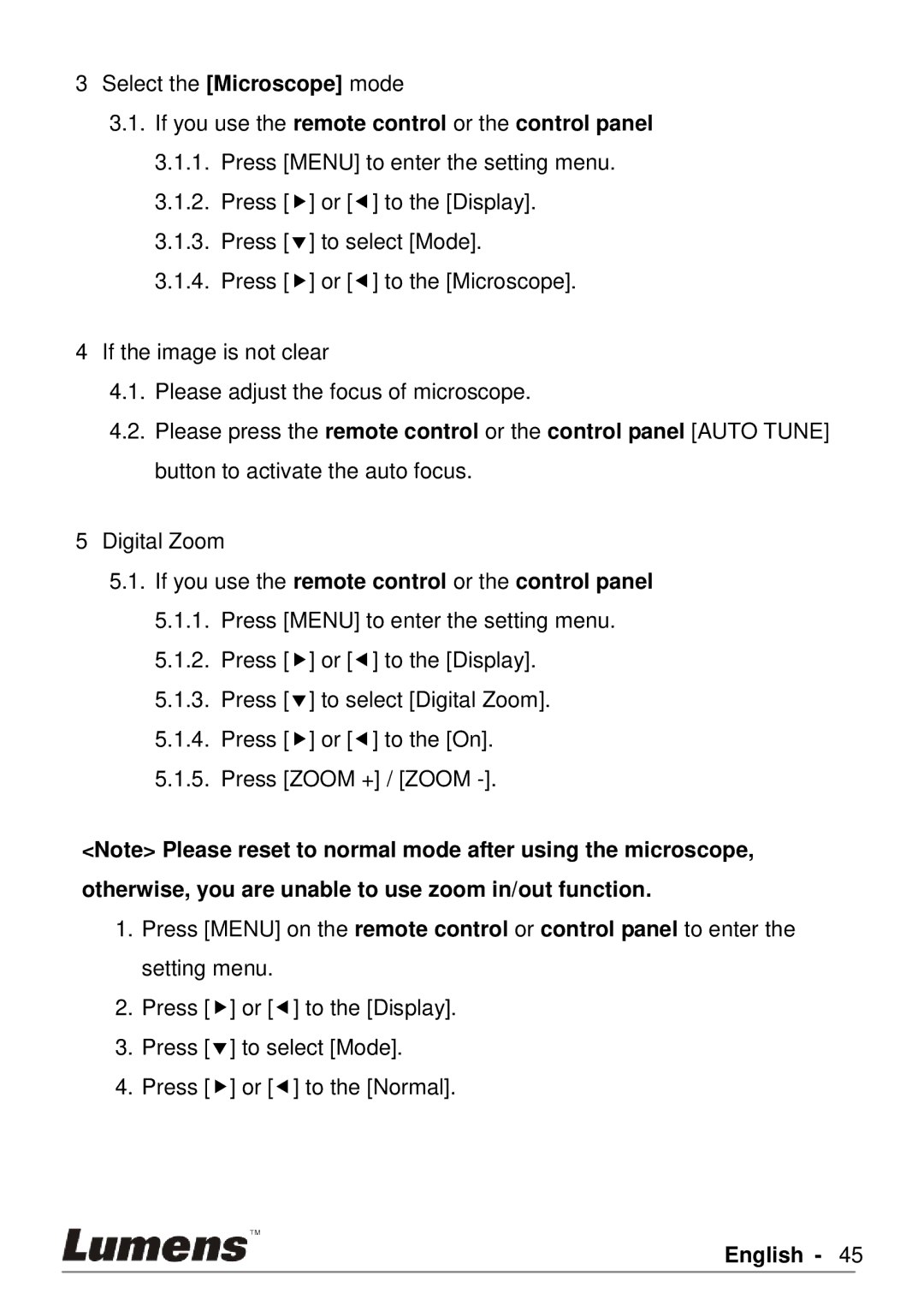 Lumens Technology PS760 user manual If you use the remote control or the control panel 