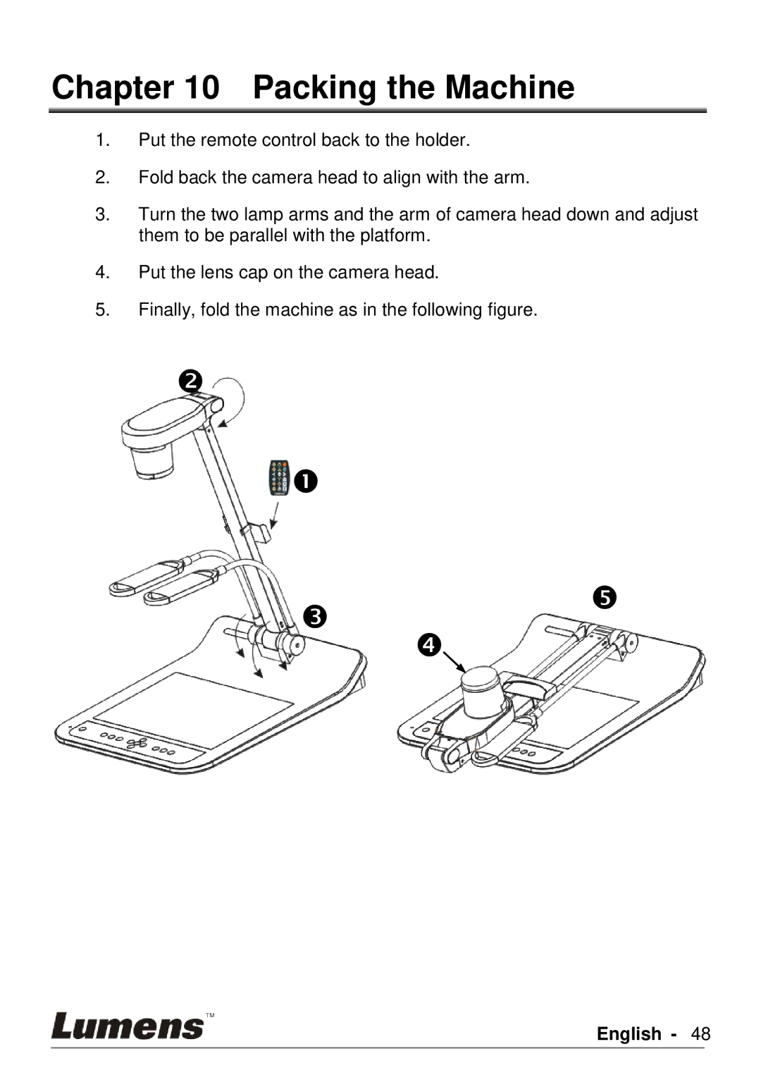 Lumens Technology PS760 user manual Packing the Machine 