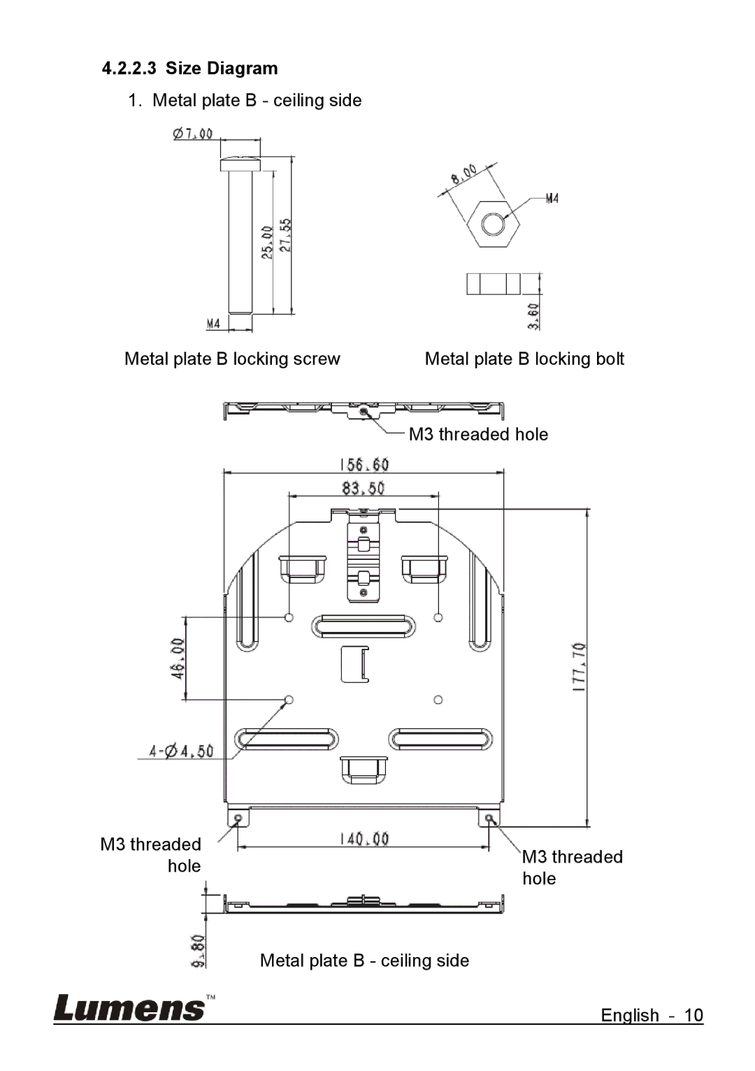 Lumens Technology VC-G50 quick start Size Diagram 