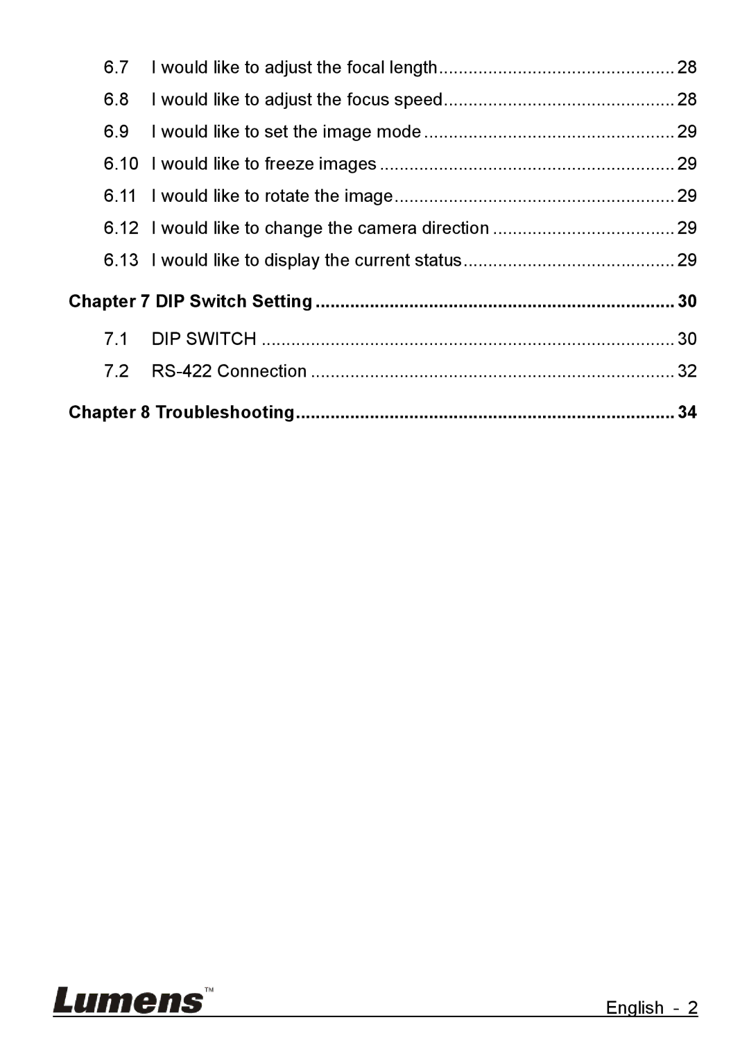 Lumens Technology VC-G50 quick start DIP Switch Setting 