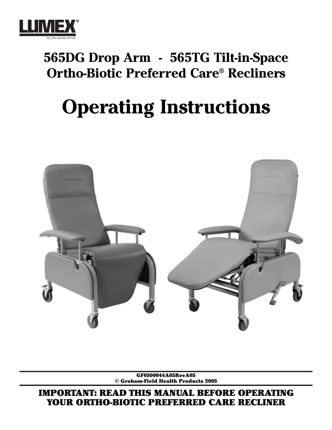 Lumex Syatems 565DG, 565TG operating instructions Operating Instructions 