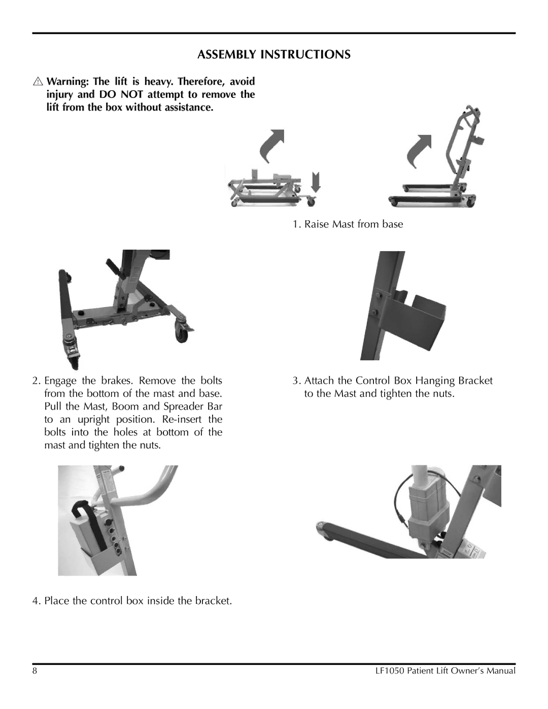 Lumex Syatems LF1050 owner manual Assembly Instructions 