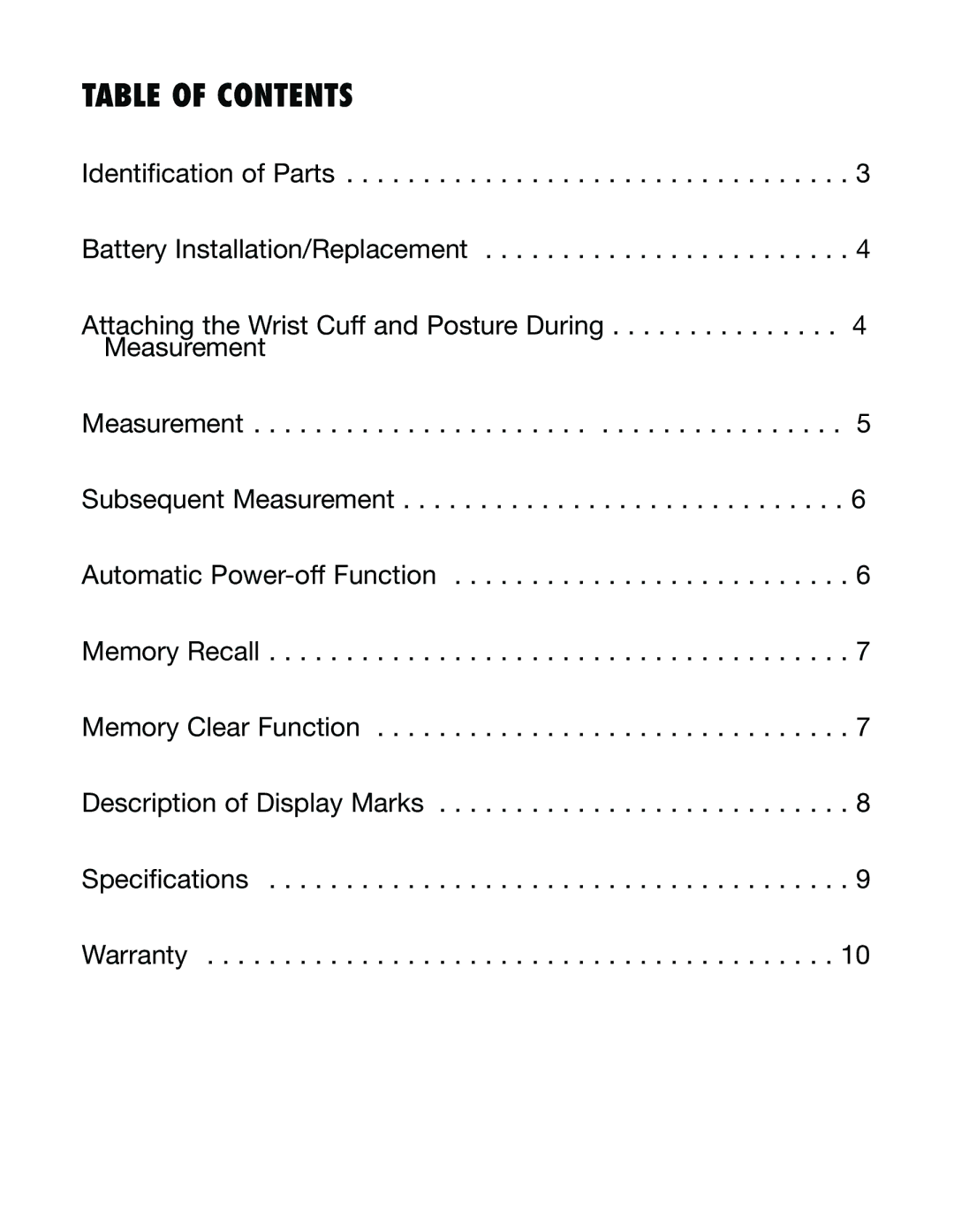 Lumiscope 1098 instruction manual Table of Contents 