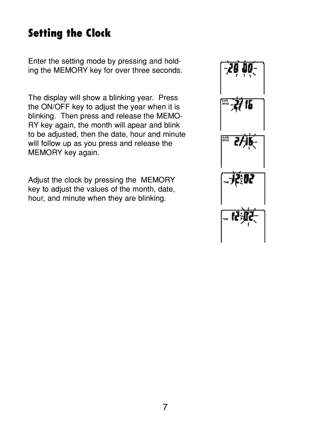 Lumiscope 1098 instruction manual Setting the Clock 