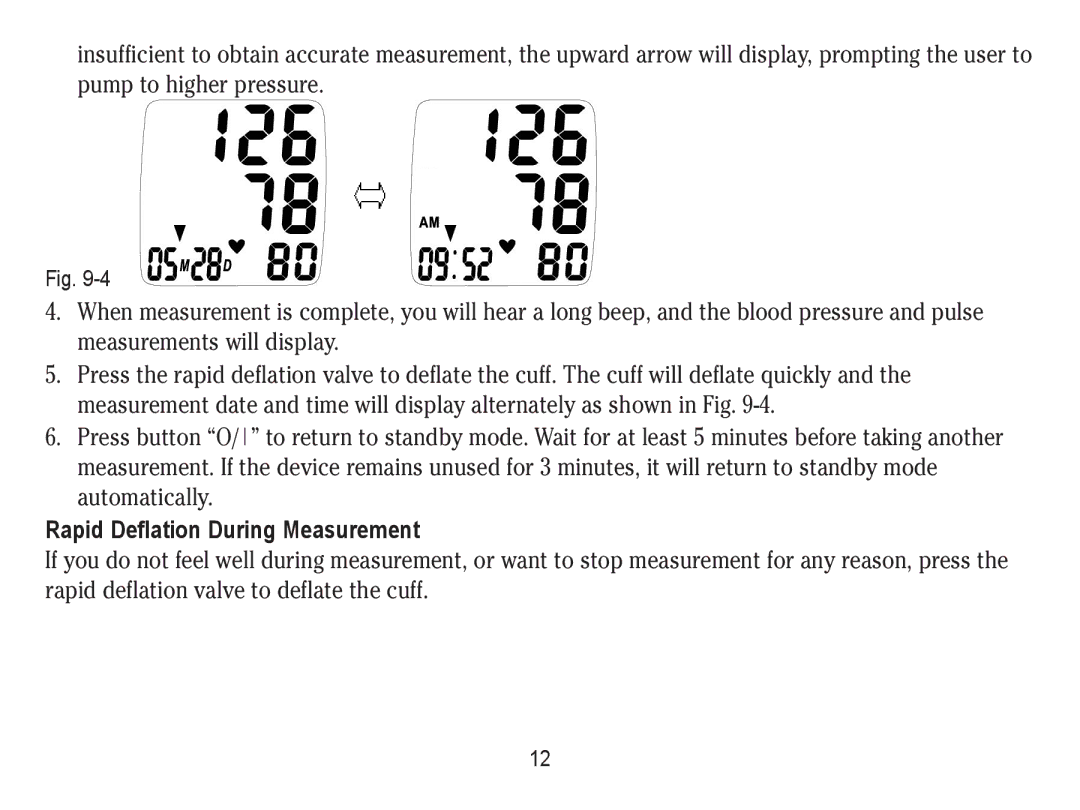 Lumiscope 1103 instruction manual Rapid Deflation During Measurement 