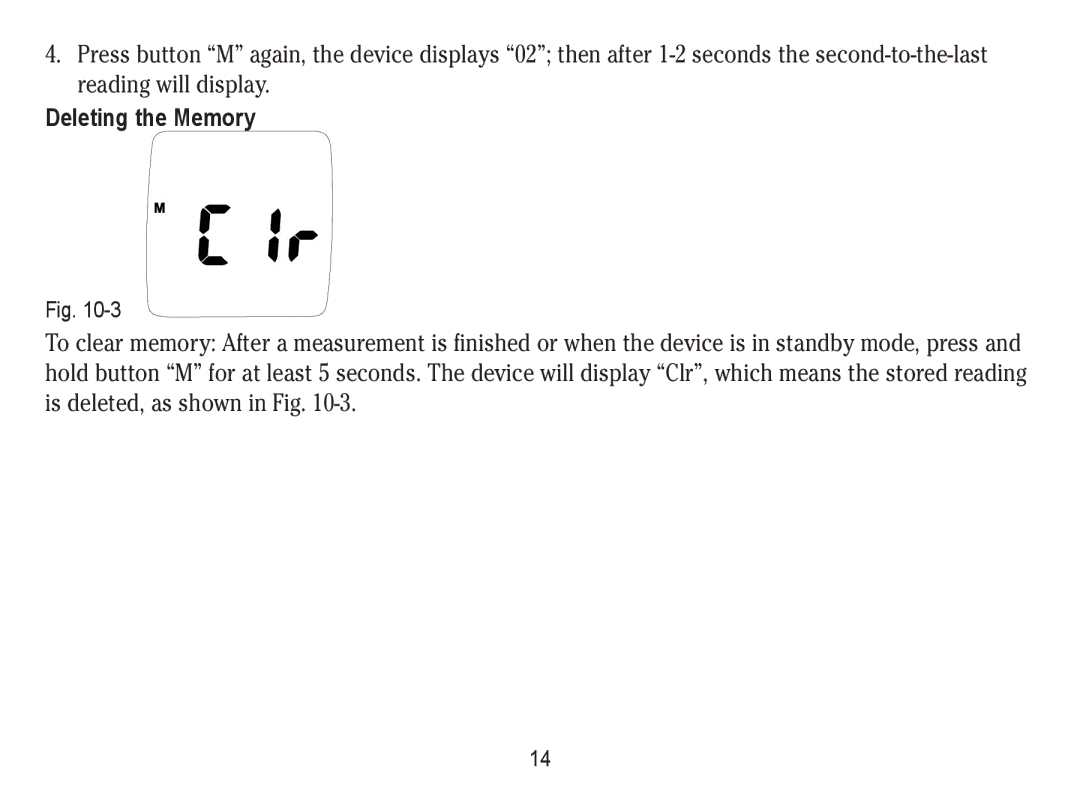 Lumiscope 1103 instruction manual Deleting the Memory 