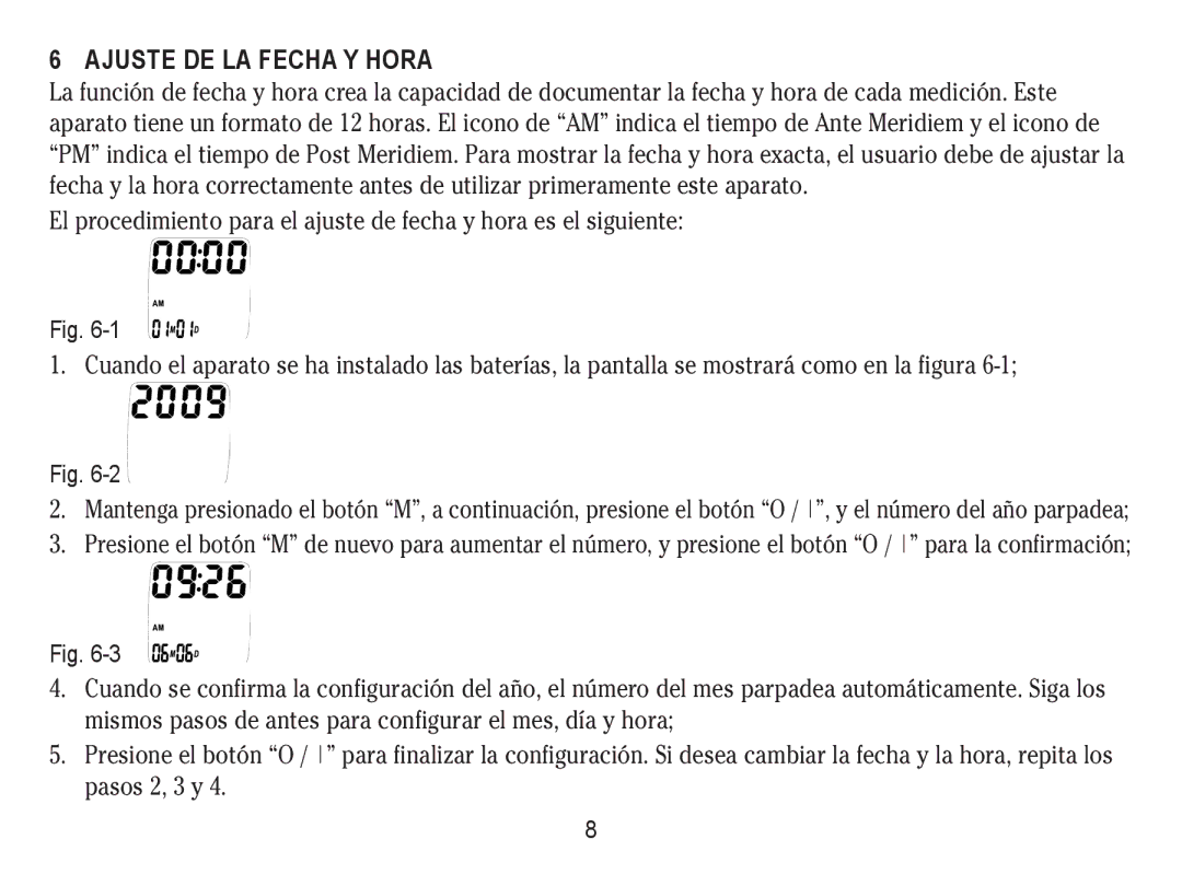 Lumiscope 1103 instruction manual Ajuste DE LA Fecha Y Hora 