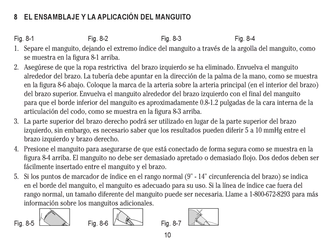 Lumiscope 1103 instruction manual EL Ensamblaje Y LA Aplicación DEL Manguito 