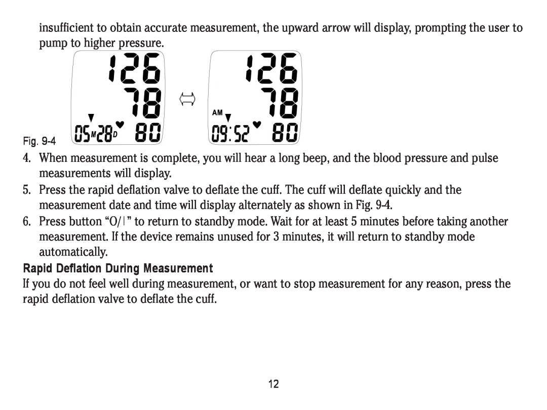 Lumiscope 1103 instruction manual Rapid Deflation During Measurement 