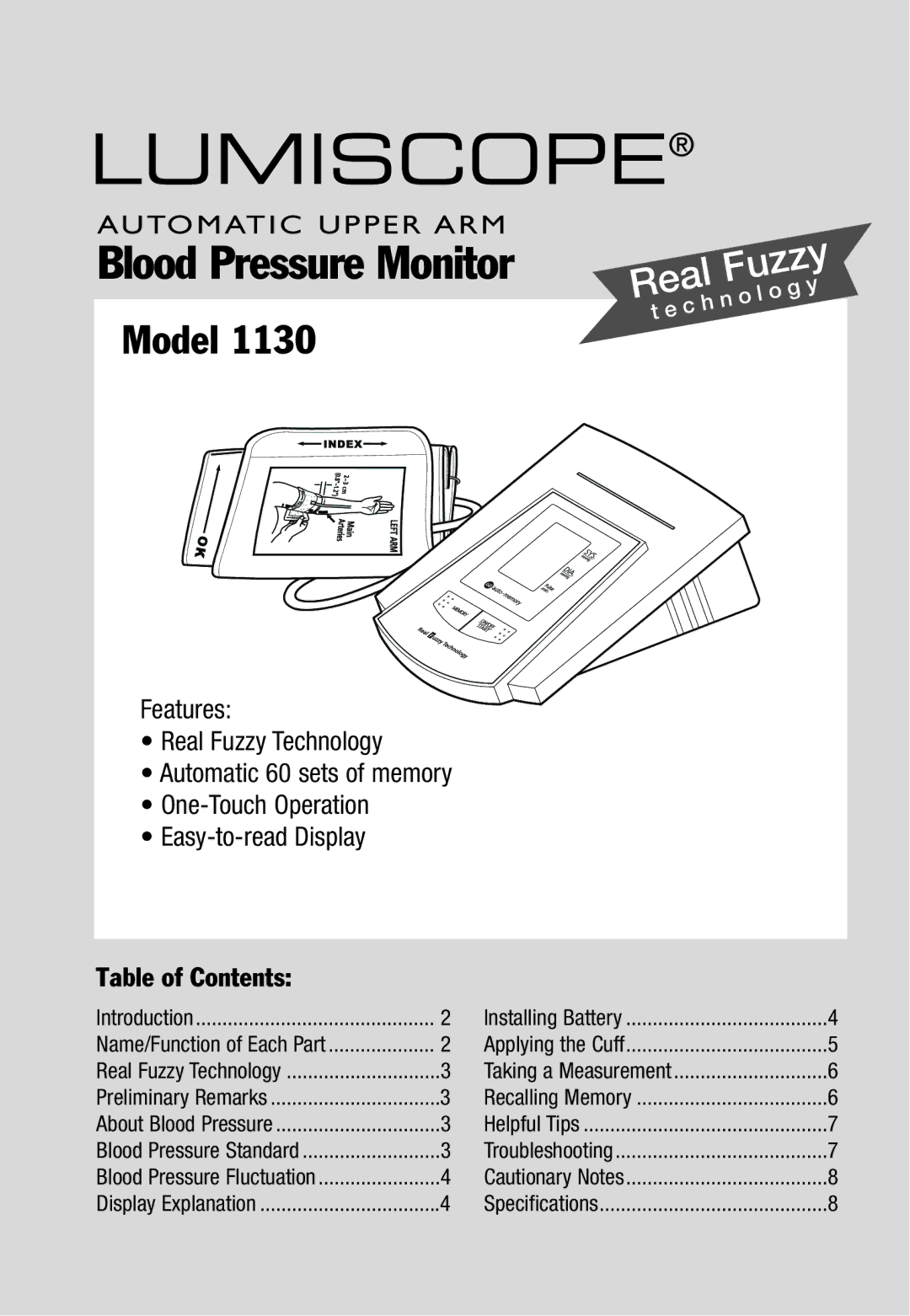 Lumiscope 1130 specifications Blood Pressure Monitor 