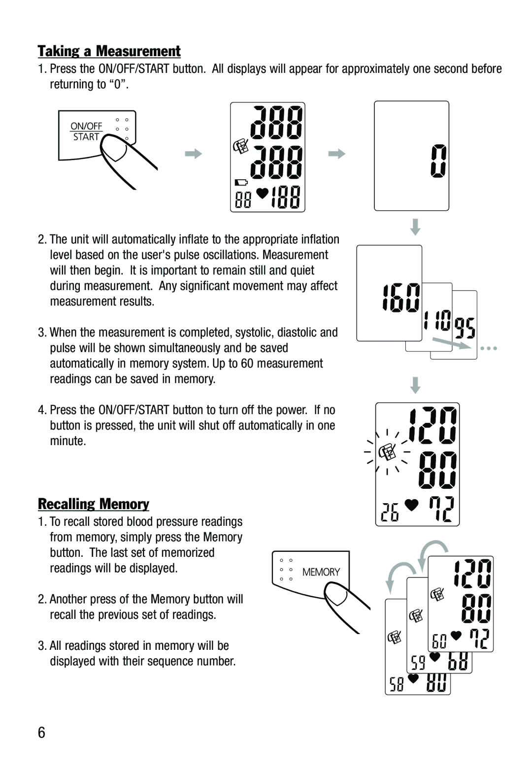 Lumiscope 1130 specifications Taking a Measurement, Recalling Memory 