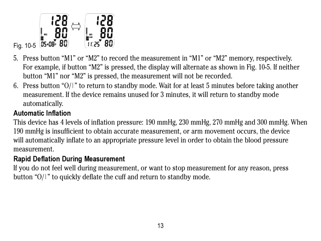 Lumiscope 1133 instruction manual Automatic Inflation, Rapid Deflation During Measurement 