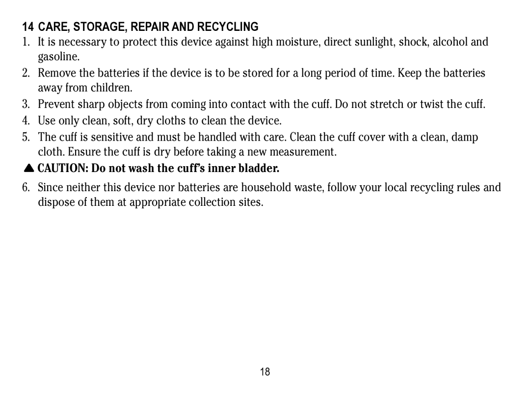 Lumiscope 1133 instruction manual CARE, STORAGE, Repair and Recycling 