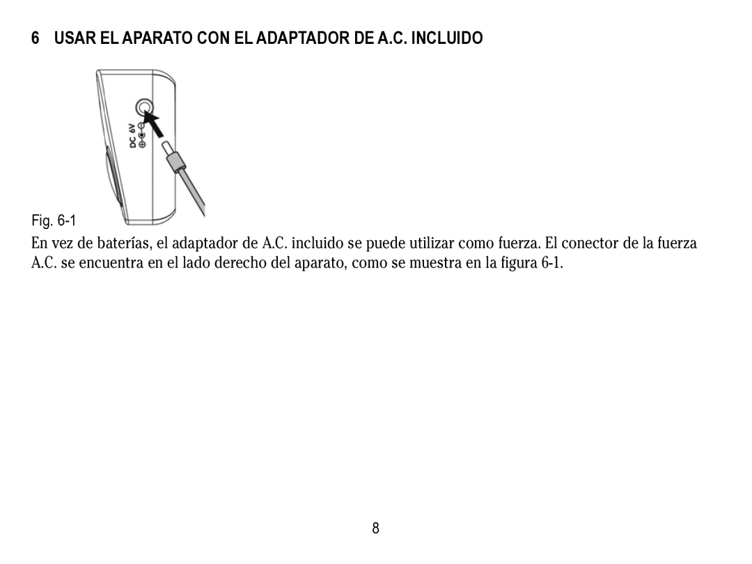 Lumiscope 1133 instruction manual Usar el Aparato con el Adaptador de A.C. Incluido 