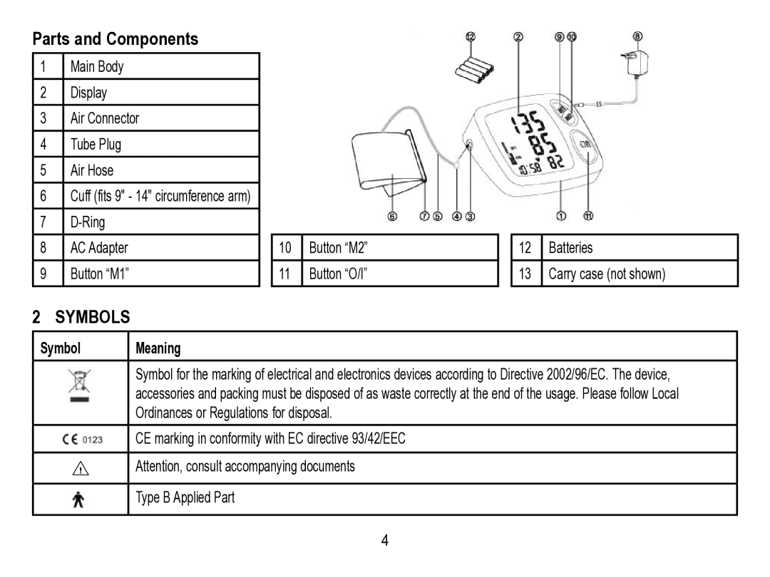 Lumiscope 1133 instruction manual Parts and Components, Symbols 