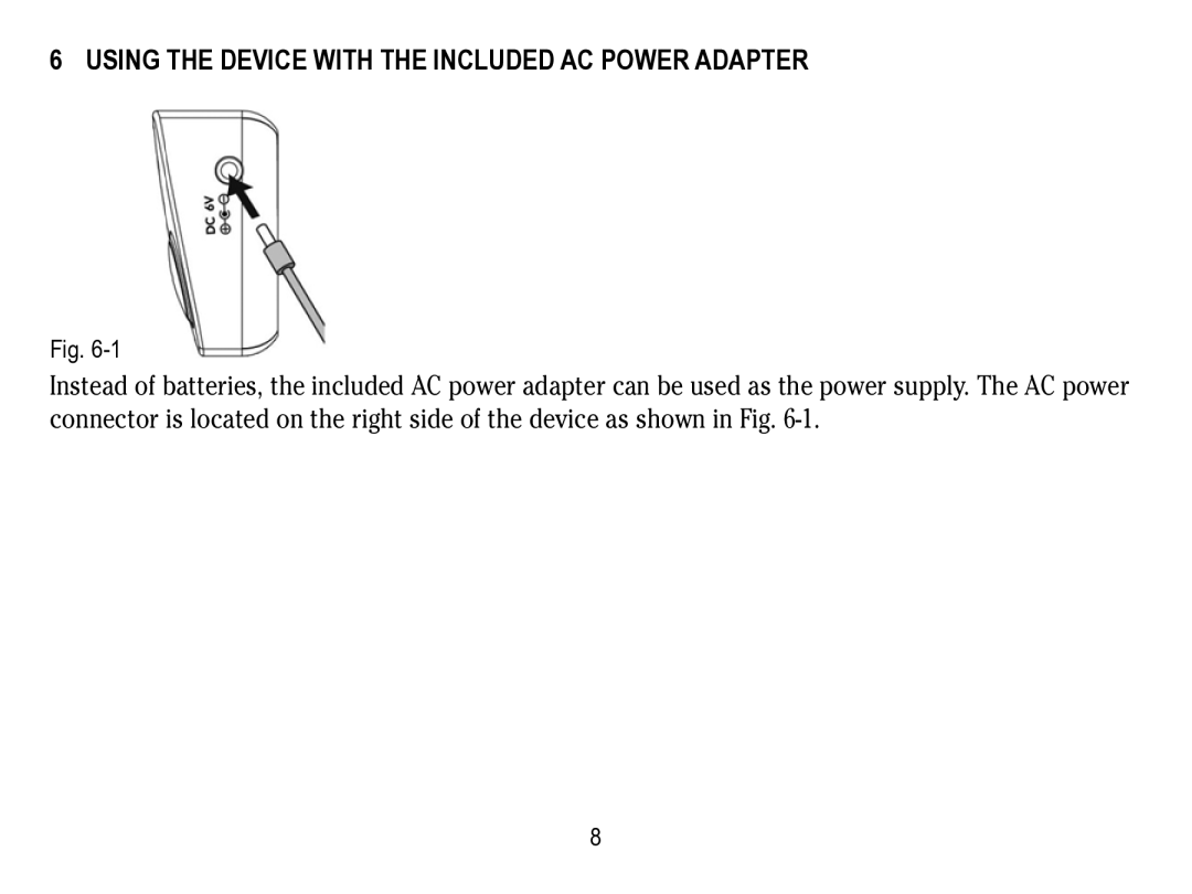 Lumiscope 1133 instruction manual Using the Device with the Included AC Power Adapter 