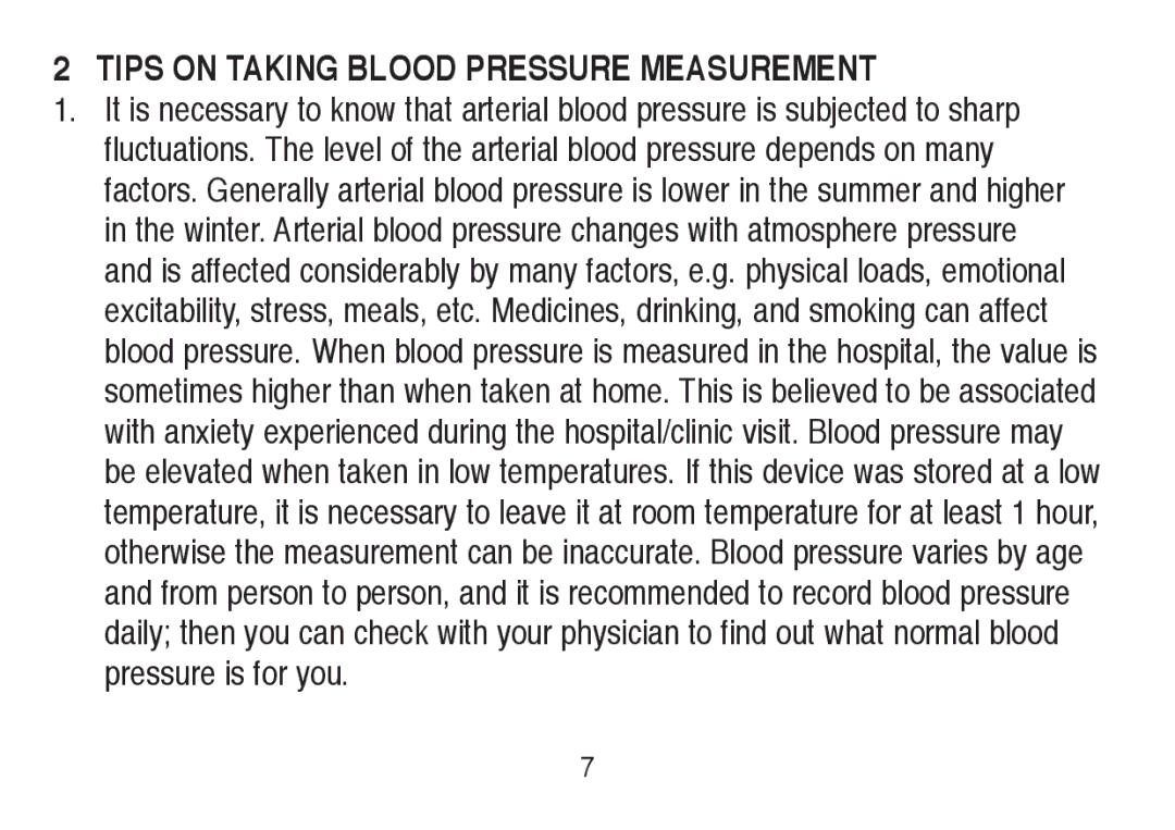 Lumiscope 1143 instruction manual Tips on Taking Blood Pressure Measurement 